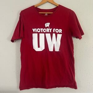 🦋Wisconsin Badgers Red 'Victory for UW' T-Shirt Casual Football Fan Sporty Large